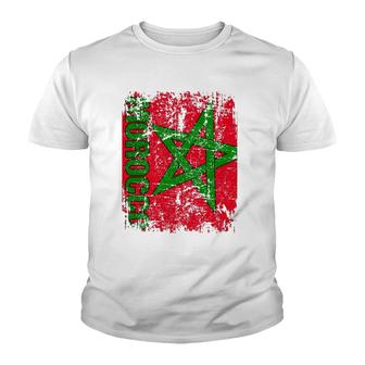 Morocco Flag Vintage Distressed Morocco Youth T-shirt | Mazezy