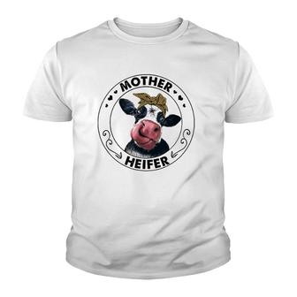 Mother Heifer Farmer Poultry Farm Cute Cow Mom Mommy Lover Youth T-shirt | Mazezy