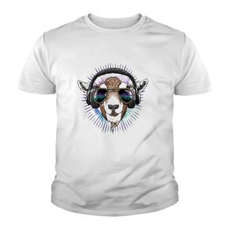 Music Goat Dj With Headphones Musical Goat Lovers Youth T-shirt | Mazezy