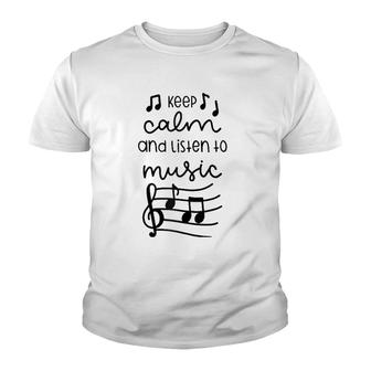 Musician Gift Artist Gift Keep Calm And Listen To Music Raglan Baseball Tee Youth T-shirt | Mazezy UK