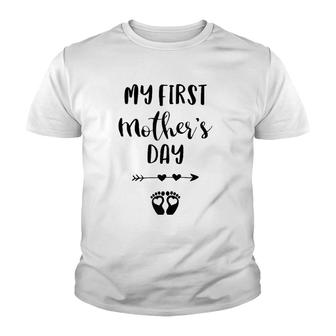 My First Mother's Day Pregnancy Announcement Pregnant Mom Youth T-shirt | Mazezy