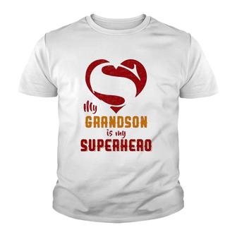 My Grandson Is Superhero Gift Mother Father Day Youth T-shirt | Mazezy