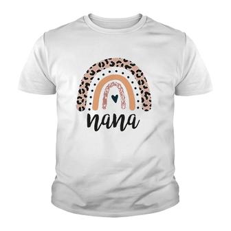 Nana Leopard Rainbow Grandmother Cheetah Print Graphic Youth T-shirt | Mazezy