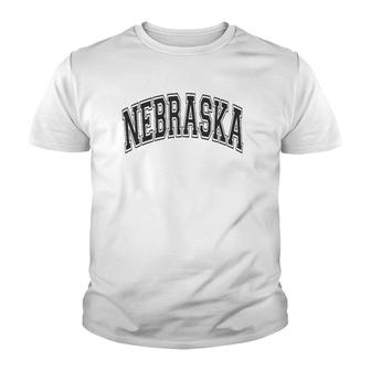 Nebraska Varsity Style Black With Black Text Youth T-shirt | Mazezy