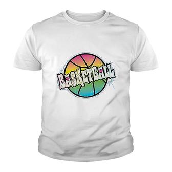 Neon Rainbow Basketball For Moms Youth T-shirt - Thegiftio UK
