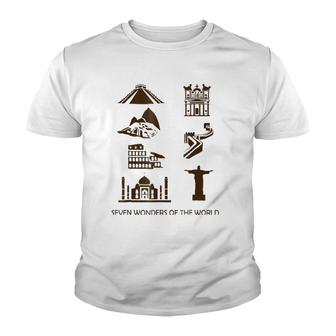 New Seven Wonders Of The World Geography Youth T-shirt | Mazezy