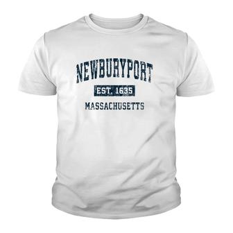 Newburyport Massachusetts Ma Vintage Sports Design Navy Youth T-shirt | Mazezy