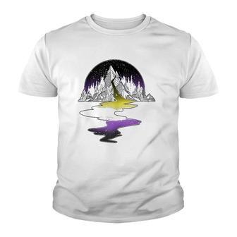 Nonbinary River Mountain Lgbt Pride With Nb Nonbinary Flag Youth T-shirt | Mazezy