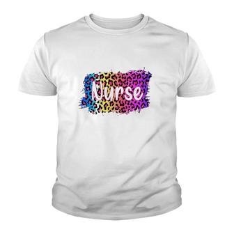 Nurse Colorful Leopard Print Gift Nursing Rn Youth T-shirt | Mazezy