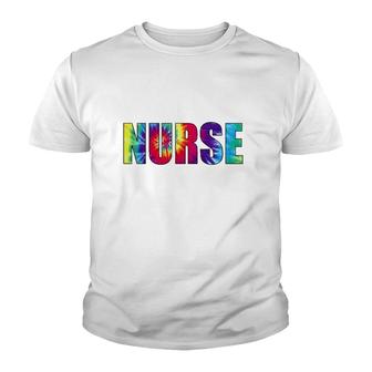 Nurse Tie Dye Nursing Colorful Text Gift Youth T-shirt | Mazezy