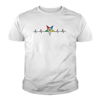 Oes Heartbeat Order Of The Eastern Star Ekg Youth T-shirt | Mazezy