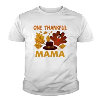 One Thankful Mama Autumn Fall Turkey Thanksgiving Youth T-shirt | Mazezy