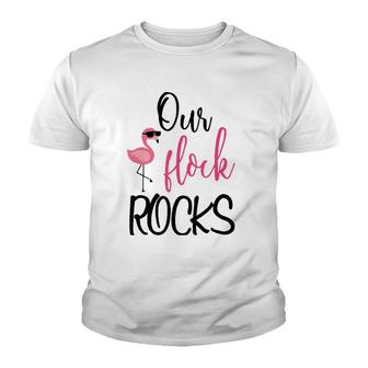 Our Flock Rocks Flamingo Mother's Day Gift Youth T-shirt | Mazezy