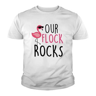 Our Flock Rocks Flamingo Mother's Day Teacher Gift Youth T-shirt | Mazezy