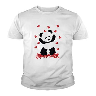 Panda With Hearts Youth T-shirt | Mazezy