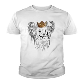 Papillon Dog Wearing Crown Youth T-shirt | Mazezy