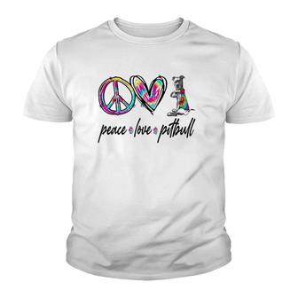 Peace Love Pitbull Tie Dye Dog Lover Mother's Day Youth T-shirt | Mazezy