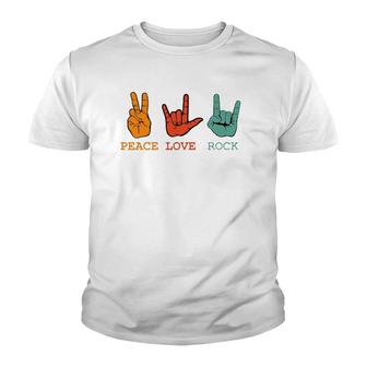 Peace Love Rock And Roll Retro Vintage Peace Loving Musician Youth T-shirt | Mazezy