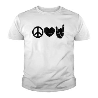 Peace Love Rock And Roll - Rock And Roll S Youth T-shirt | Mazezy