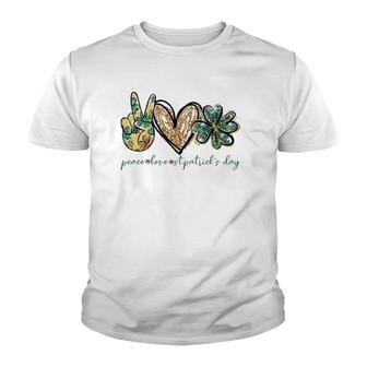Peace Love St Patrick's Day Shamrock Tie Dye St Patrick's Day Youth T-shirt | Mazezy