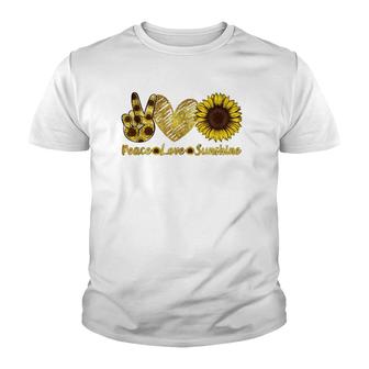 Peace Love Sunshine Sunflower Hippie Summer Lovers Youth T-shirt | Mazezy