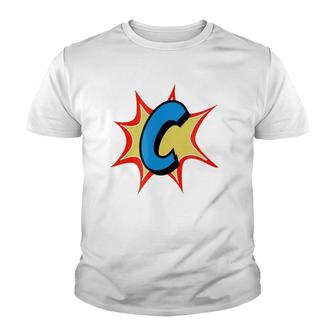 Personalized Comic Book, Letter Initial C, Cartoon Youth T-shirt | Mazezy