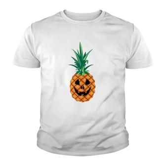 Pineapple Pumpkin Jack O'lantern Halloween Youth T-shirt | Mazezy