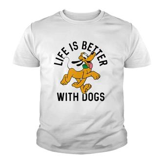 Pluto Life Is Better With Dogs Tank Top Youth T-shirt | Mazezy