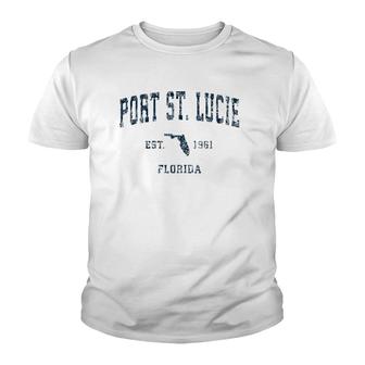 Port St Lucie Florida Fl Vintage Sports Design Navy Print Youth T-shirt | Mazezy