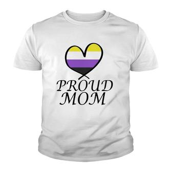 Proud Mom Heart Flag Lgbt Gay Pride Support Nonbinary Lgbtq Youth T-shirt | Mazezy