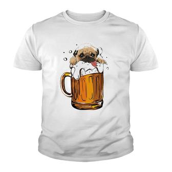 Pug Dog Beer Drinking Funny Cute Dog Lovers Gifts Youth T-shirt | Mazezy