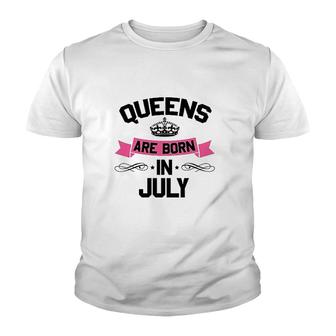 Queens Are Born In July Youth T-shirt | Mazezy