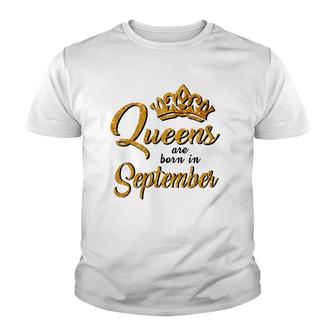 Queens Are Born In September Women T Birthday Youth T-shirt | Mazezy