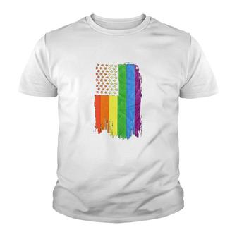 Rainbow Pride Flag Camo Lgbt Youth T-shirt | Mazezy