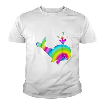 Rainbow Whale Youth T-shirt | Mazezy