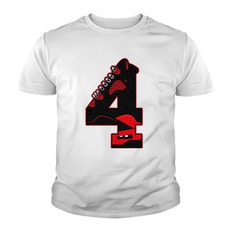 Red Thunder 4S Tee To Match Hiphop Shoes 4 Red Thunder Youth T-shirt | Mazezy