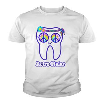 Retro Molar Tooth Hippie Peace Dental Hygienist Dentist Rdh Premium Youth T-shirt | Mazezy AU