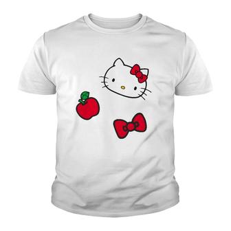 Retro Patches Red Apple Bow Youth T-shirt | Mazezy
