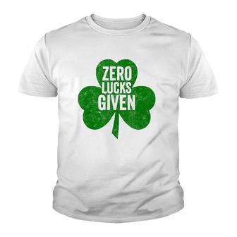 Saint Patrick's Day Funny Gift Zero Lucks Given Tank Top Youth T-shirt | Mazezy