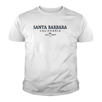 Santa Barbara California Palm Tree Surf Beach Gift Youth T-shirt | Mazezy