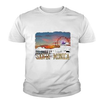Santa Monica Pier Sunset California Youth T-shirt | Mazezy
