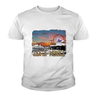 Santa Monica Pier Sunset California Youth T-shirt | Mazezy