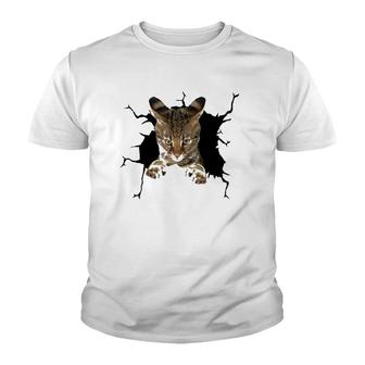 Savannah Cat Torn Cloth Kitten Youth T-shirt | Mazezy