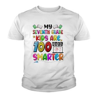 Seventh Grade 100 Days Smarter Teacher 100 Days Of School Youth T-shirt | Mazezy