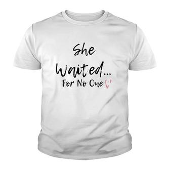 She Waited For No One V-Neck Youth T-shirt | Mazezy