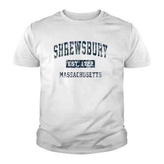 Shrewsbury Massachusetts Ma Vintage Sports Design Navy Print Youth T-shirt | Mazezy
