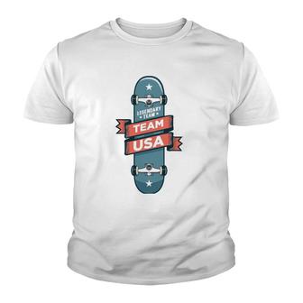 Skateboarding Usa Support The Team Usa Flag Skateboard Youth T-shirt | Mazezy