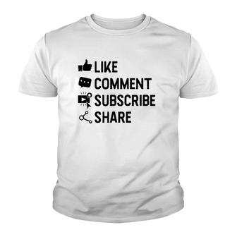 Social Media Like Comment Subscribe Share Gift Youth T-shirt | Mazezy CA