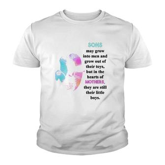 Sons May Grow Into Men And Grow Out Of Their Toys But In The Hearts Of Mothers They Are Still Their Little Boys Mother And Son Silhouette Youth T-shirt | Mazezy AU