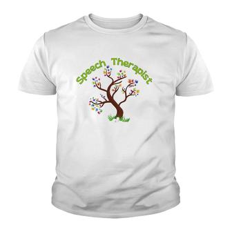 Speech Therapist Slp Therapy Special Needs Hands Tree Youth T-shirt | Mazezy